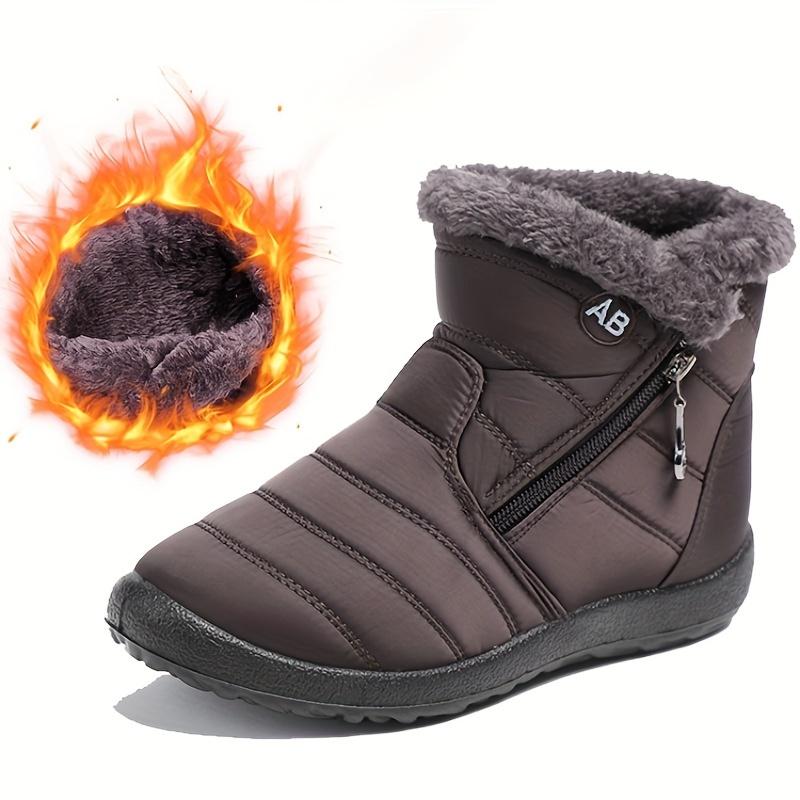 Solid Ladies Fashionable Color Snow Boots Casual Plush Lined Side Zipper Waterproof Thick Soled Shoes Winter Warm Boots