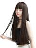 Long Straight Wig, Full Wig, Natural-Looking, Cosplay Wig, Blunt, Small Face, Popular, Heat-Resistant, Harajuku Fashion, Net/Comb Included (Ash Brown)