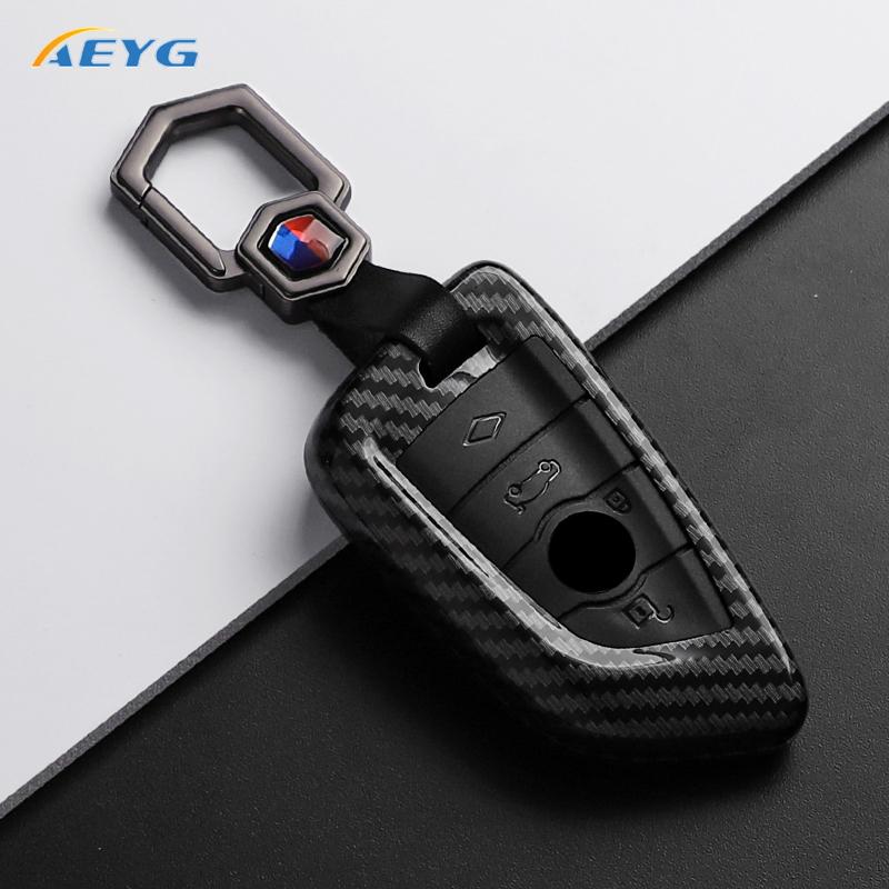 Abs Carbon Fiber Car Key Case Cover For Bmw X1 X3 X5 X6 X7 1 3 5 6 7 Series G20 G30 G11 F15 F16 G01 G02 F48 Keychain Accessories