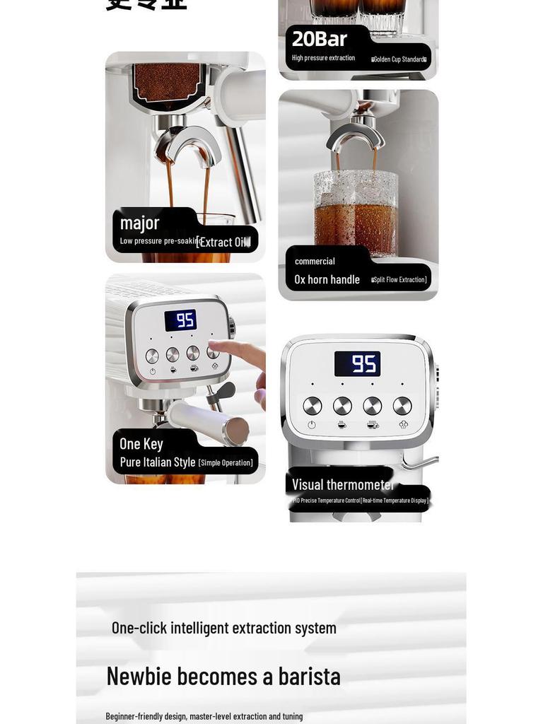Обновленная полуавтоматическая эспрессо-машина с капучинатором для домашнего использования