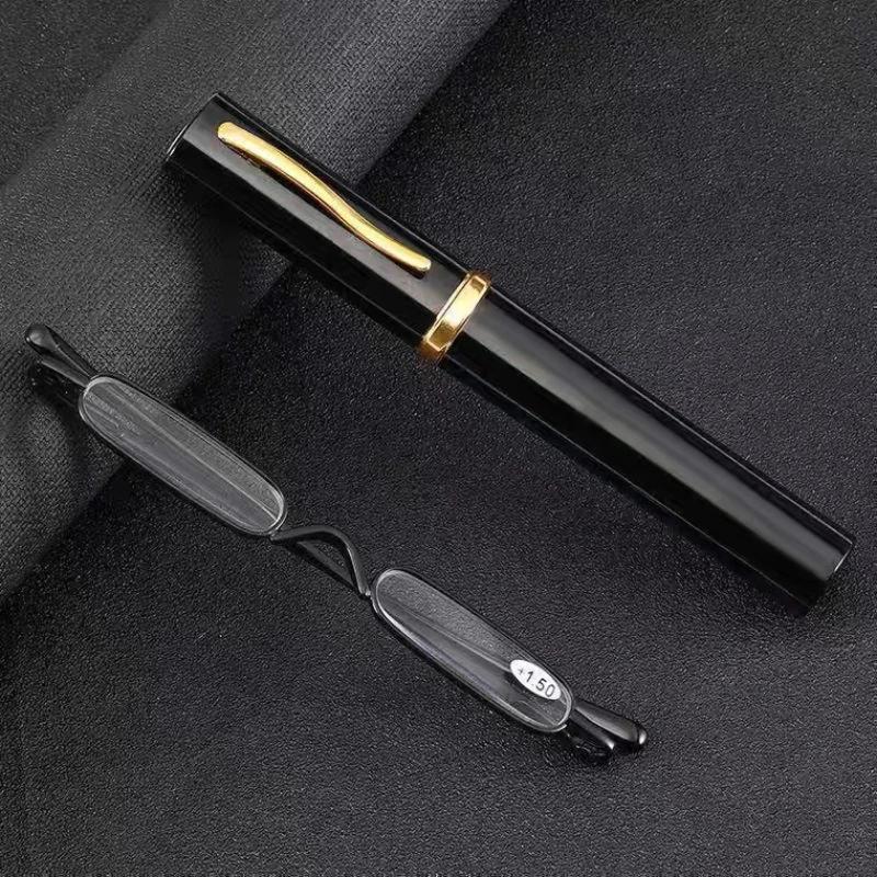 Ultra Light Reading Glasses High-definition Spring Frame Presbyopia Earwear Fashion Mini Pen Holder Portable with Glasses Case