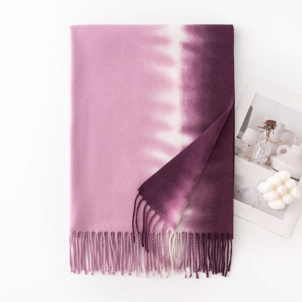 Luxury Cashmere Winter Scarves Gradient Handkerchief Warm Pareo Cape Pashmina Shawl Chunky Headscarf Lady Elegant Poncho Turban