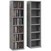 Set Of 2 CD Media Display Shelf Unit Tower Rack With Adjustable Shelves High Gloss Grey
