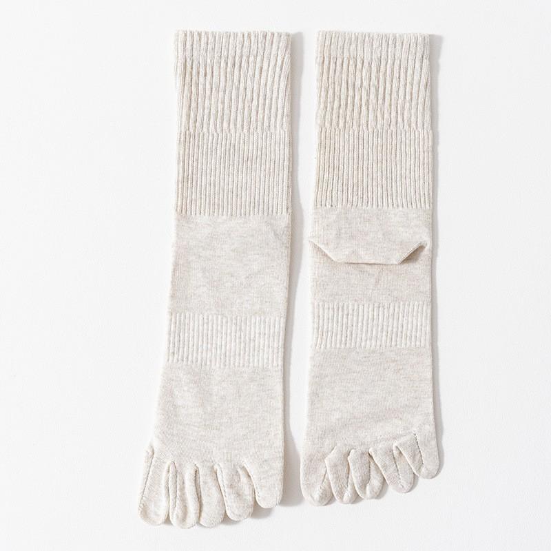 Five-Finger Socks Men'S Pure Cotton Medium Tube Socks Spring And Autumn Breathable Sweat-Absorbing Deodorant Antibacterial Split-Toe Socks Stockings