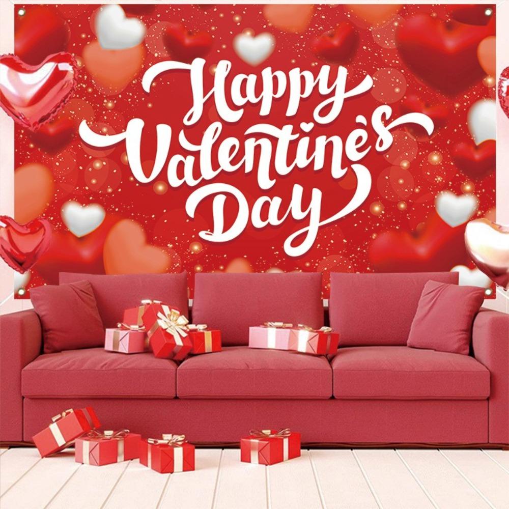 115cmx180cm Red Love Heart Background Romantic Happy Valentine's Day Banner  Photo Booth