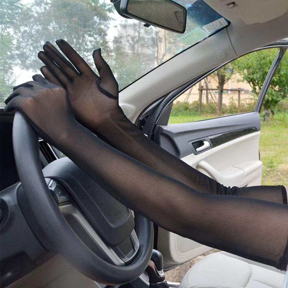 Anti-UV Party Dress Long Finger Mesh Gloves Ultra-Thin Gloves Sunscreen Mittens Elasticity Mittens