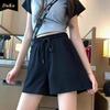 Sports Shorts Women's Summer Thin Home Casual Wide Leg High Waist Wearing Thin Straight Leg Three-quarter Pants