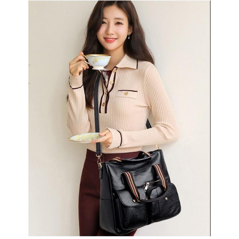 Crossbody Bag Handheld Bag Large Capacity Multi-Pocket Fashion Euro-American New Shoulder Bag Middle-Aged Mom Bag Outdoor Travel