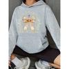 JESUS IS THE REASON FOR THE SEASON Loose Casual Hoodie with Bowknot Cross