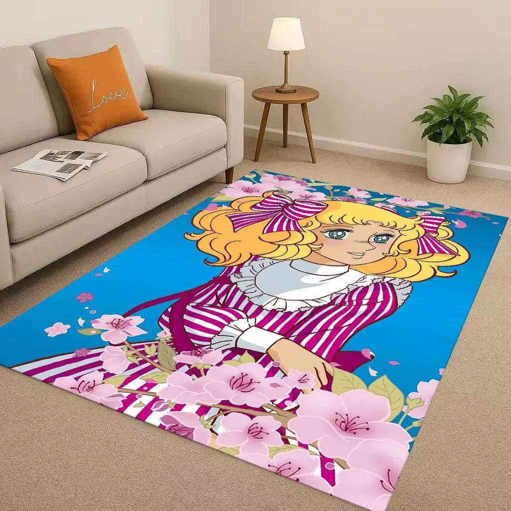 Retro Candy Candy Sweet Girl Cartoon Room Non-Slip Area Rug Soft Carpet for Bedroom Playroom Sofa,Easy Clean Home Decor Doormat
