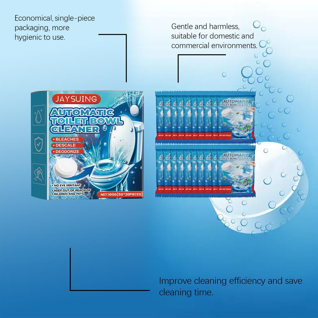 Jaysuing 20pcs Toilet Bowl Cleaner Descaling Deodorizing Urine Odor Stain Remover Tank Decontamination Bathroom Cleaning Tablets