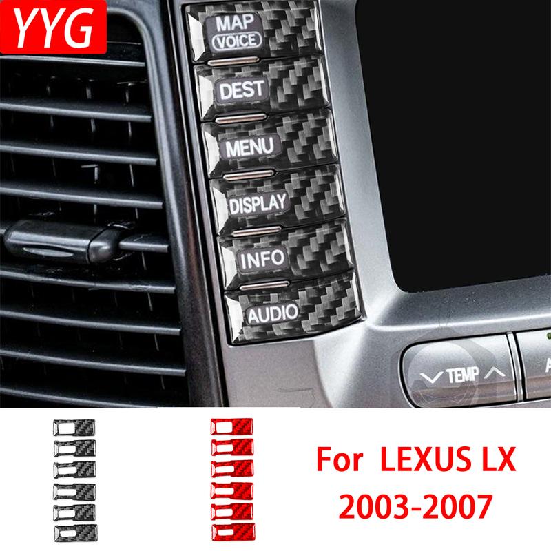 Наклейки из углеродного волокна для Lexus LX для Toyota Land Cruiser 2003-2007 Аксессуары для интерьера автомобиля Отделка кнопок центральной консоли