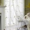 Pastoral White Sheer Voile Curtains For Living Room Bird Embroidered Curtains Window For Bedroom Tulle For Kitchen Drapes Blind