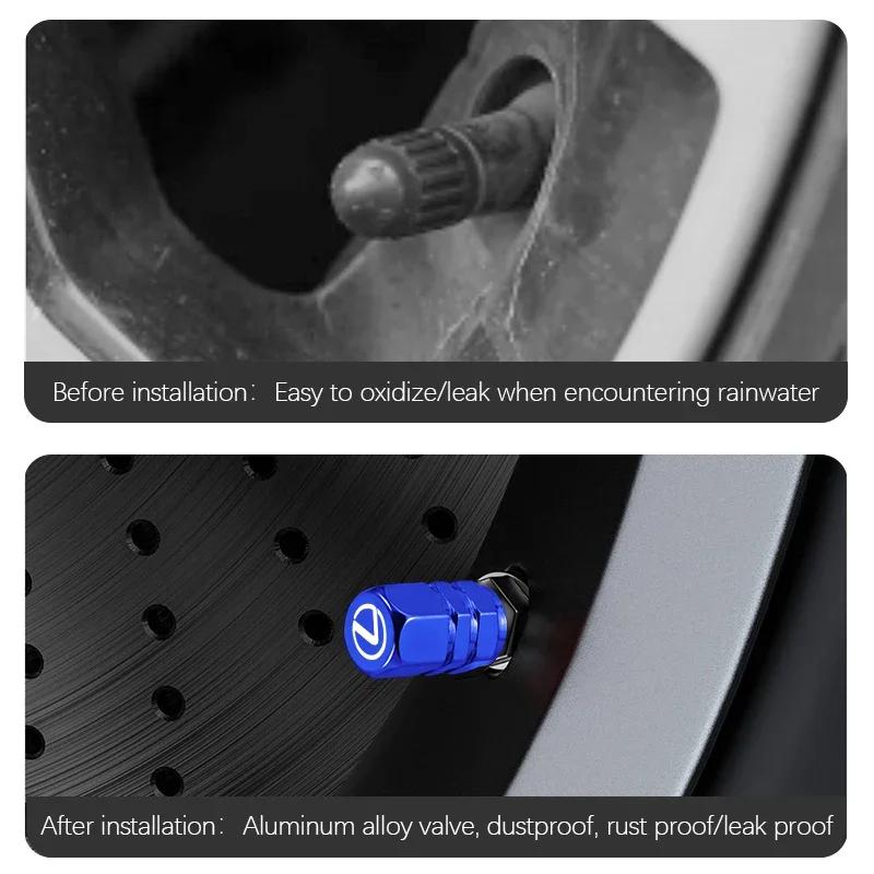 2026 Hot Interior Stickers 4Pcs Aluminum Alloy Car Tire Valve Covers Auto Accessories For Lexus ES RX NX LS UX LM LX GX LC RZ IS
