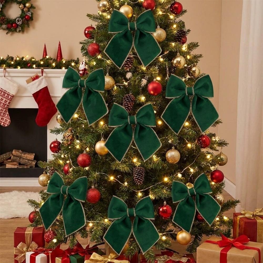 Solid Color Christmas Bow Ornament Bow Xmas Gift Box Bow Xmas Hanging Pendant Christmas Decor