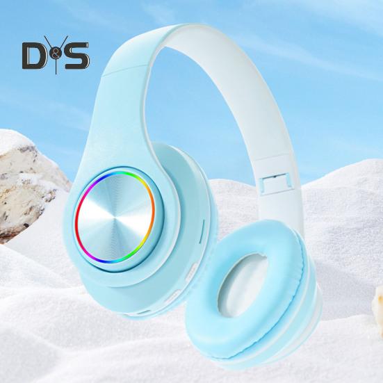 Wireless Headphones with RGB Breathing Light Stable Connection Low Latency Noise Reduction Deep Bass Bluetooth-compatible Over-Ear Headphones