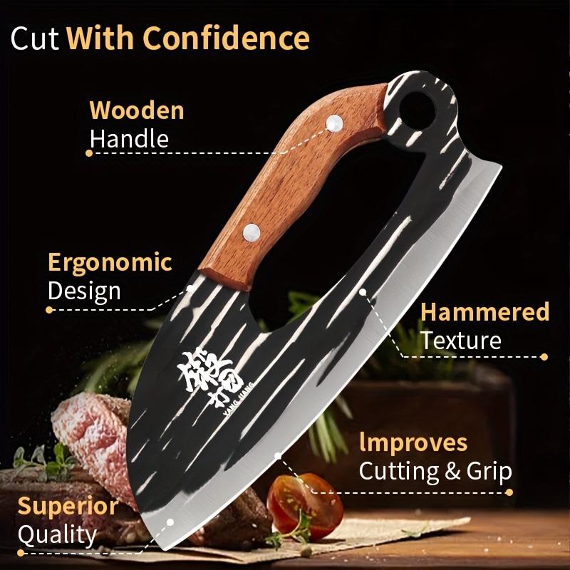 Легкий поварской нож, нож для резки мяса, бытовой нож для нарезки овощей и фруктов, кухонный кованый нож из нержавеющей стали