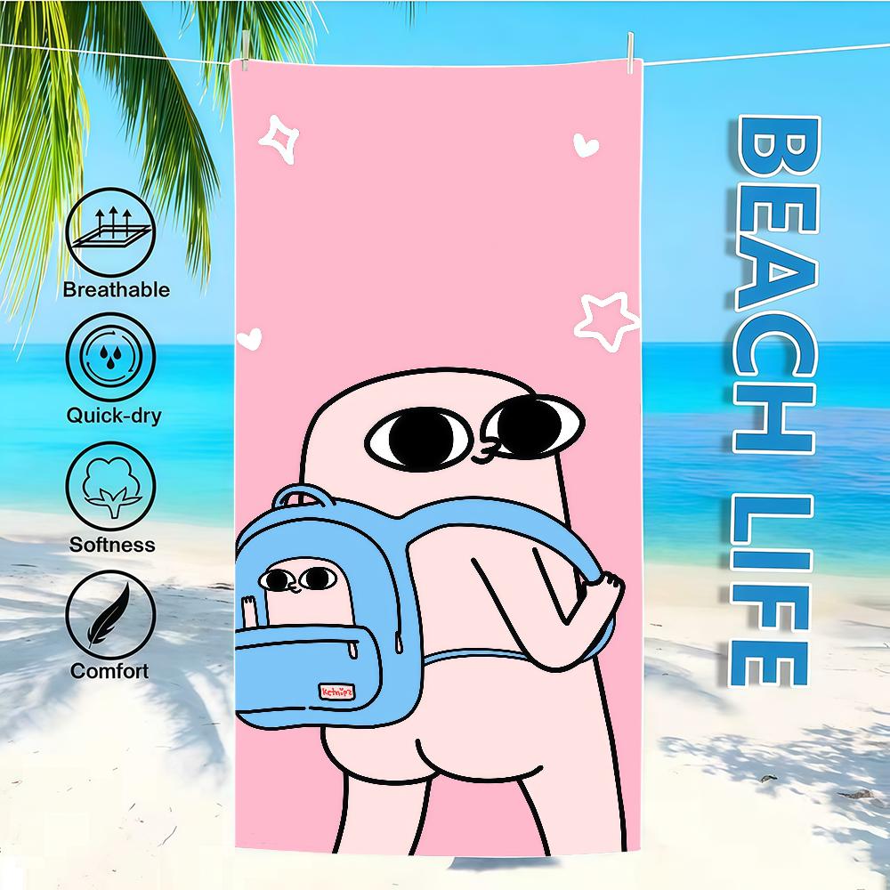 K-ketnipz Towel Textile Bathrobe Beach Cartoon Art Quick-Drying Kawaii Cute Lightweight Portable Camping Swim Funny Pool Travel