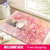 Cute Sleeping Mew Pokemon Pink Cherry Blossom Art Absorbent Non-Slip Home Entrance Bedroom Bathroom Floor Doormat Rug