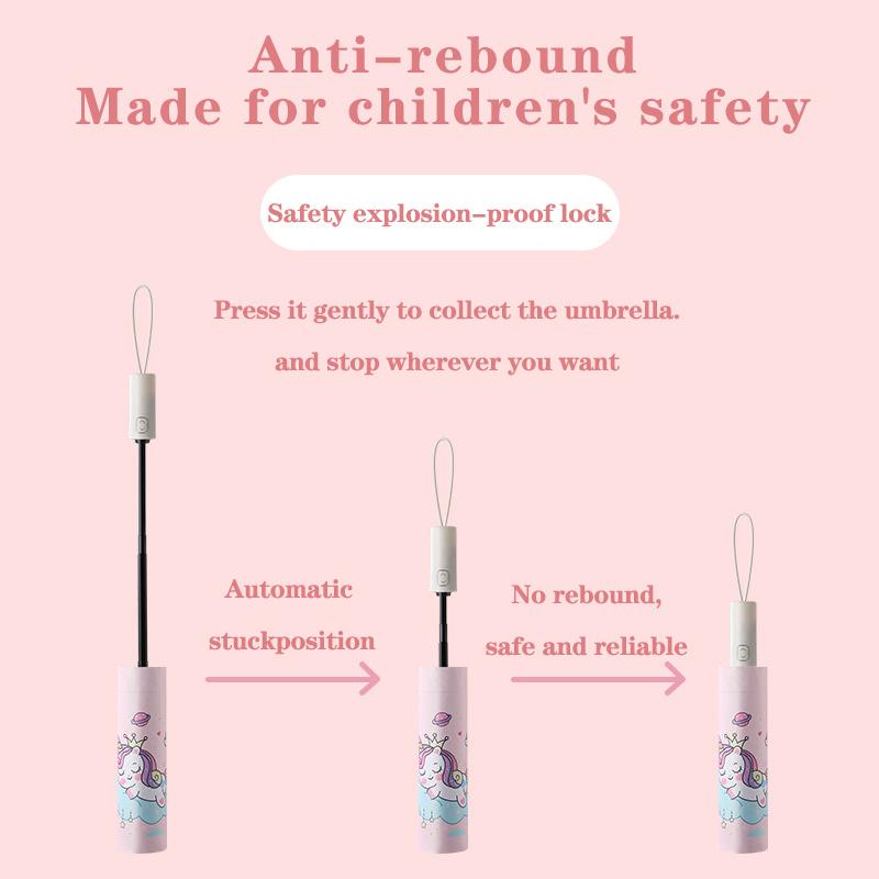 Umbrella Unicorn Princess Crown Cute Automatic Umbrella Portable Anti-rebound Design Reflective Stripe Design Gift Umbrella