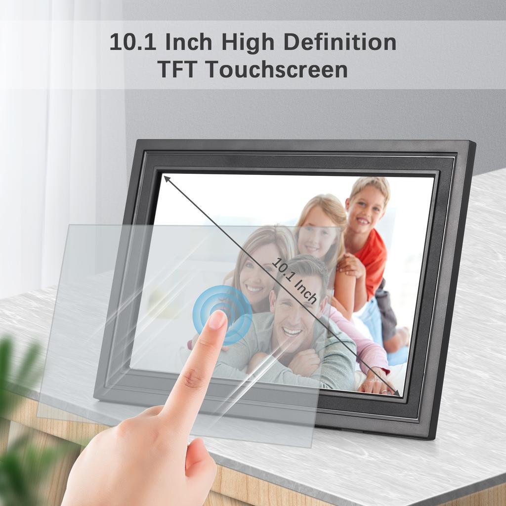Andoer 10,1-дюймовая цифровая фоторамка с Wi-Fi, облачная цифровая фоторамка, TFT-экран, сенсорное управление, 16 ГБ