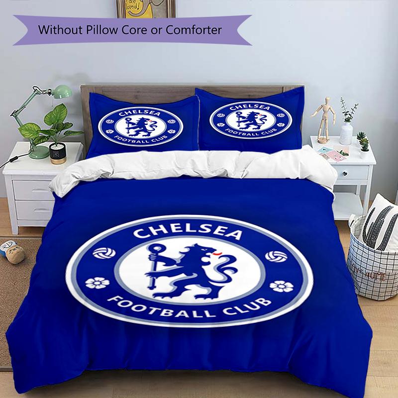 3pcs Football Team (35) Design Cover Set - HD Printed Bedding with 1 Cover and 2 Pillowcases - Perfect for Home and Dorm Decor