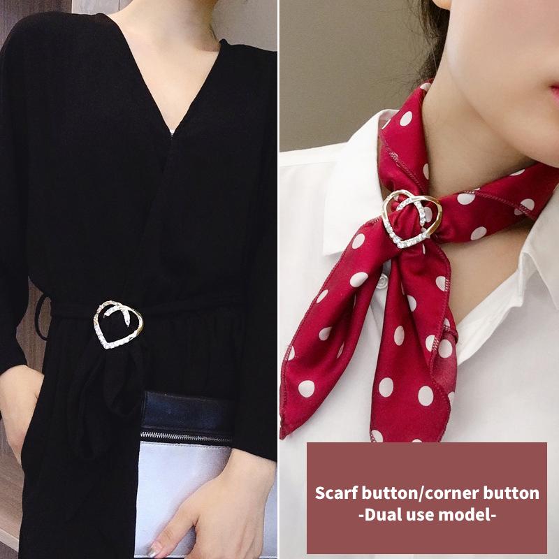 T-Shirt Heart Scarf Brooches  Silk Scarf Buckle Brooch Shawl Ring Clip Scarves Fastener Knotted Button Pin Accessories