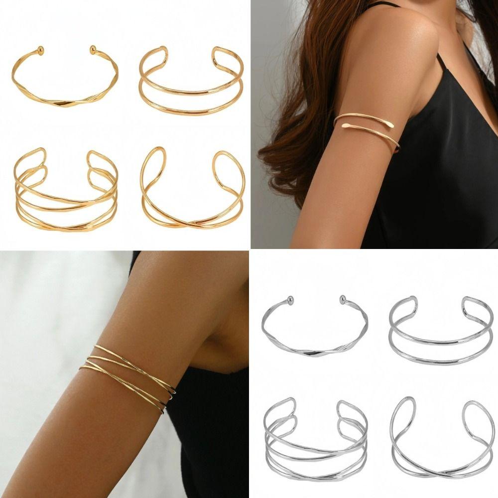 4/6pcs Bangle Jewelry Arm Bracelet Geometric Upper Arm Bracelet Boho Cuff Bracelet Women