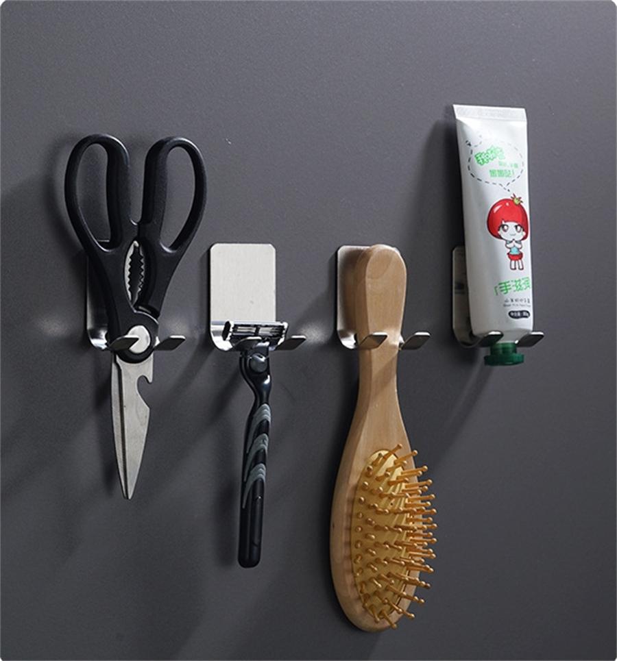 Razor Holder Storage Hook Stainless Steel Wall Men Shaving Shaver Shelf Punch Free Razor Rack Bathroom Accessories Organization