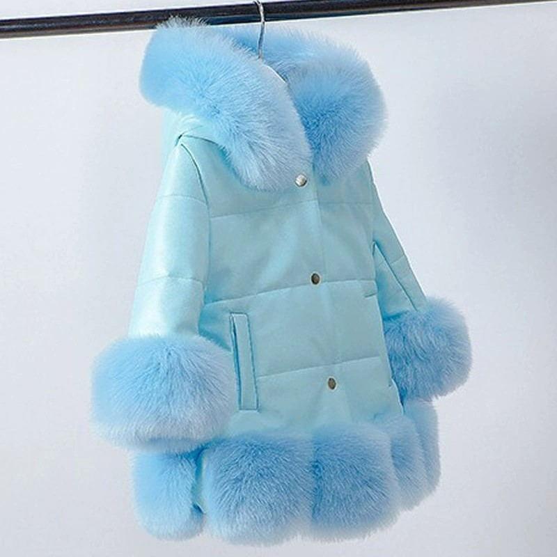 Winter Girls Winter Thickened Jacket Korean Version of Children's Clothing Children's One Mid-length Hooded Coat
