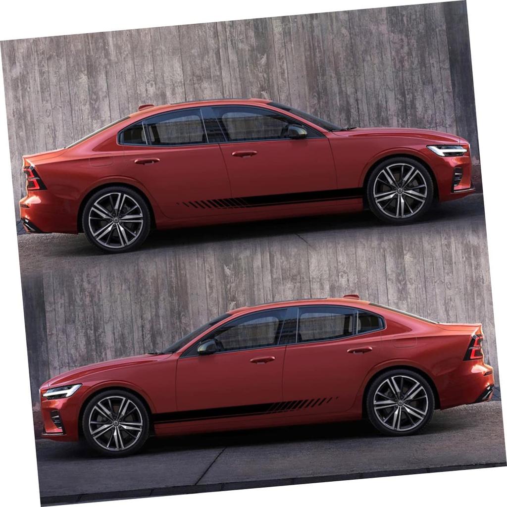 Наклейка на бок автомобиля POPETPOP, 190x9см, Универсальная спортивная гоночная полоса, Черная, Легкая и компактная, для украшения автомобиля