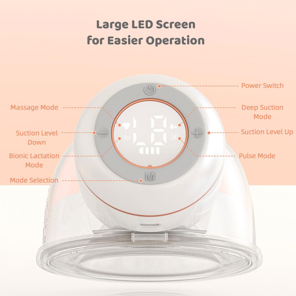 Переносной молокоотсос Электрический молокоотсос без помощи рук для грудного вскармливания 4 режима 12 Низкий уровень всасывания