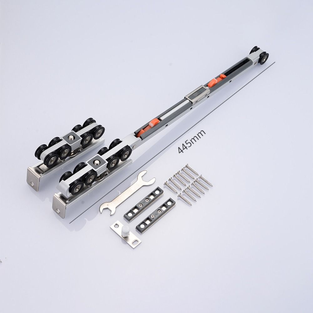 Wardrobe Rail Track Full Set Metal Door Rollers Kit Universal Rail Track Pulley Sliding Door