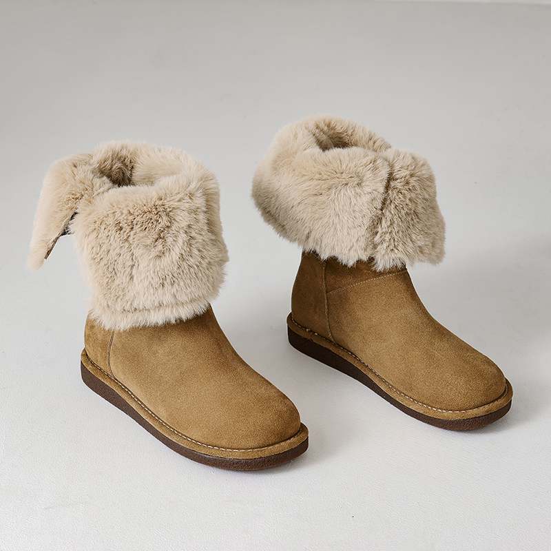 Krazing Pot Зимняя обувь из коровьей замши, нубука, меха, женские зимние ботинки, без застежек, сохраняющие тепло, ботильоны европейского дизайна