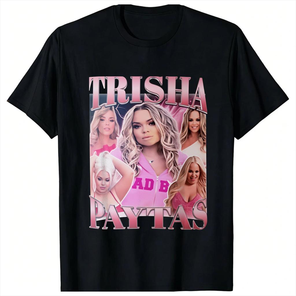Harajuku Pink Casual Fashion Unisex Trisha Paytas T-Shirt Skin-Friendly Crew Neck Short Sleeve Street Style Tops Tee