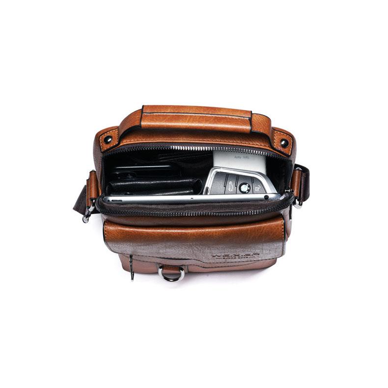 Мужская винтажная сумка-слинг, большая вместительная деловая сумка из искусственной кожи, модная повседневная сумка на одно плечо с ручкой