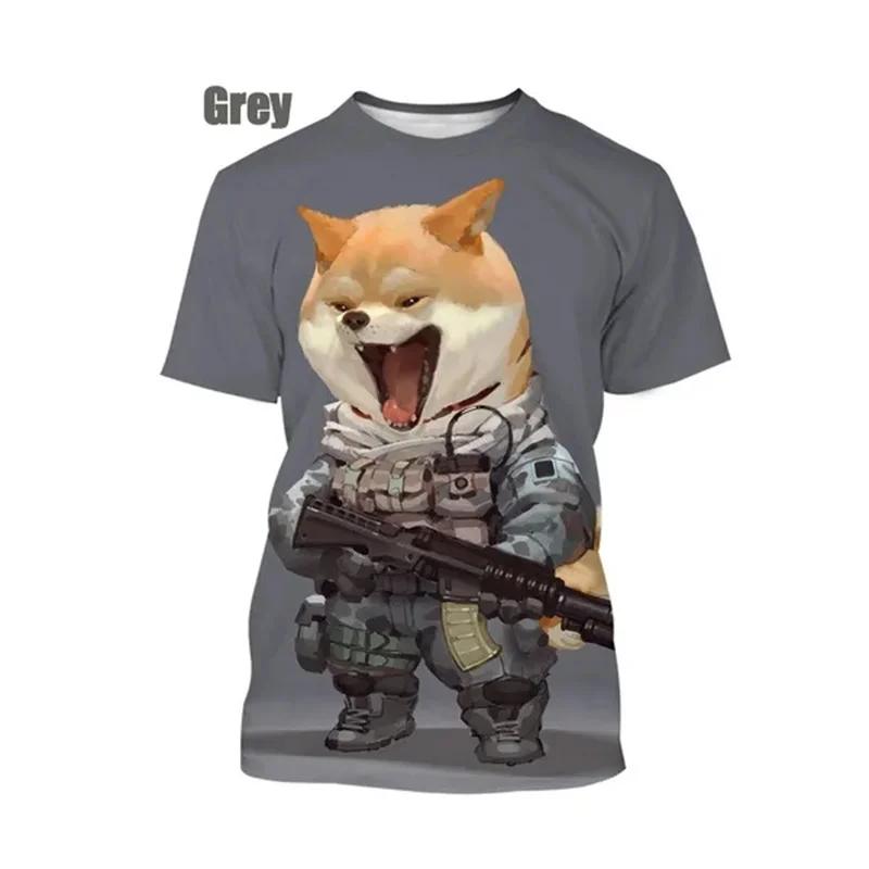 Смешная 3D футболка с графическим принтом собаки Doge Shiba Inu для мужчин Одежда Повседневная Мода Уличная одежда Поп Унисекс Харадзюку Женские Топы Футболки