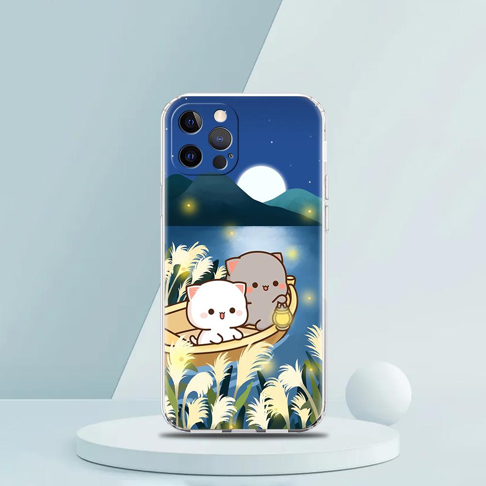 Чехол-сумка для телефона с котиками Персик и Гома для iPhone 16 15 14 13 12 Pro Max Прозрачный чехол для iPhone 11 Pro Max 7 8 Plus XS XR