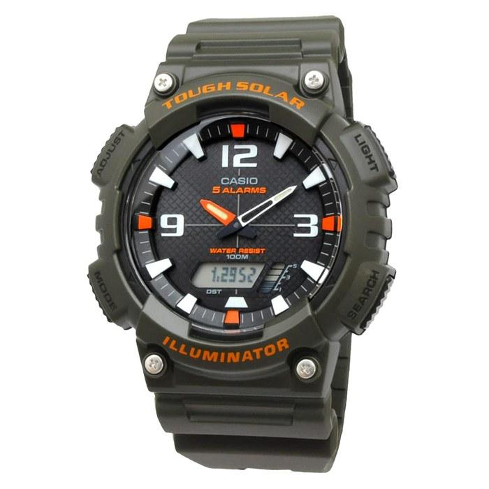 Casio Мужские кварцевые часы AQ-S810 серии Tough Solar, аналогово-цифровые (Военный зеленый AQ-S810W-3AV)