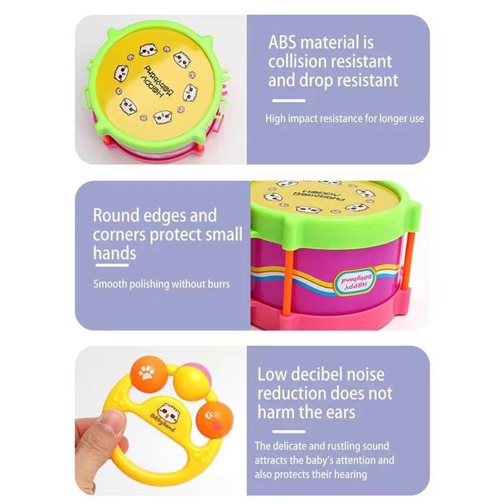 Music Percussion Children Hand Drumming Tambourine Kids Drum Set  Musical Instrument