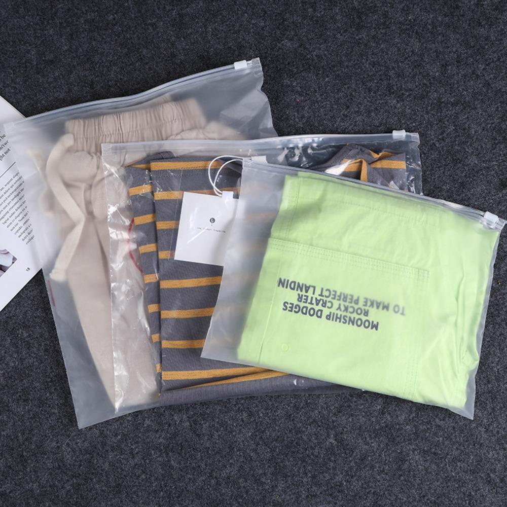 50Pcs Frosted Matte Clothing Packaging Reusable Zipper Bag Storage Bag Cosmetic Storage