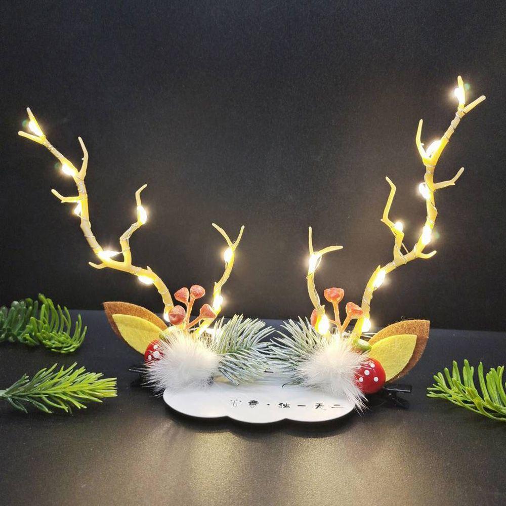 Make Up With Led Light Flower Branch Twig Women Hair Clip Korean Style Hair Clip Christmas Antlers Hairpin Hair Accessories