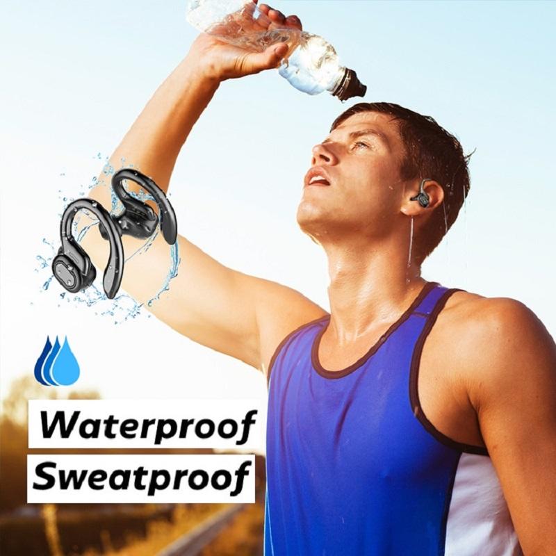 TWS Bluetooth-наушники с микрофонами Спортивные ушные крючки со светодиодным дисплеем Беспроводные наушники Hi-Fi стерео наушники Водонепроницаемые гарнитуры