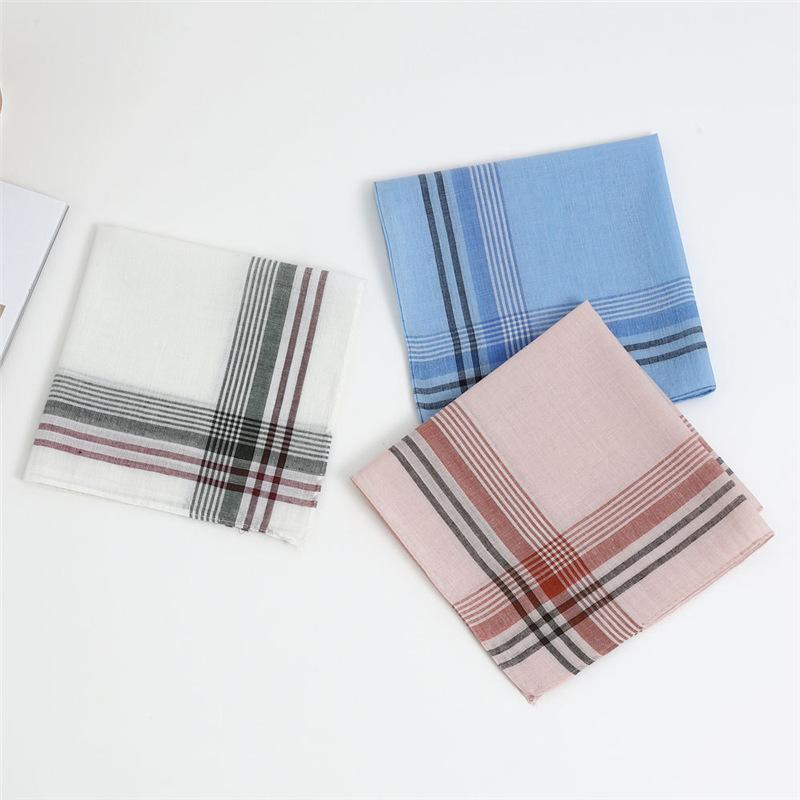 Plaid Cotton 12pcs Men Handkerchief Square Decorative Suits Grid Hanky