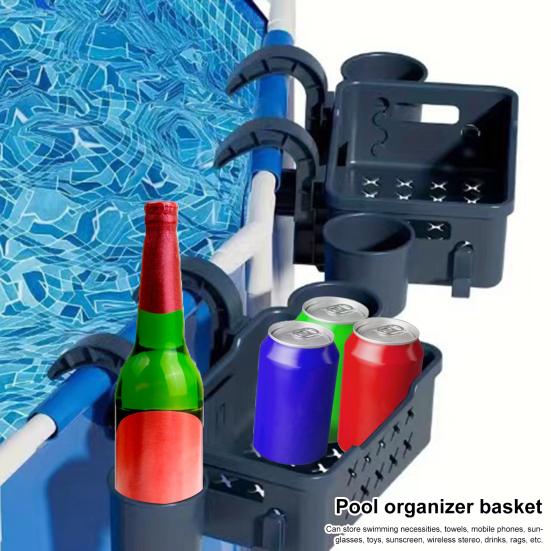Корзина для хранения у бассейна, подвесная корзина для бассейна с подстаканником, большая вместимость