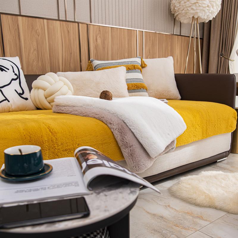 Зимняя толстая бархатная подушка для дивана с кроликом, супер мягкий шезлонг, чехол для дивана, полотенце, нескользящие чехлы для дивана, домашний декор