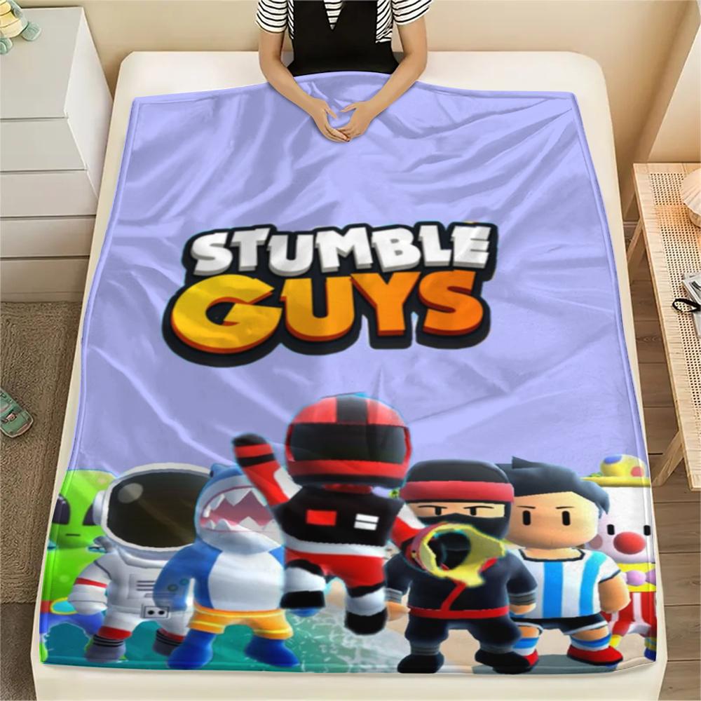 1PC Stumble Guys Print Flannel Blanket, High quality Comfortable for All Seasons, Home Decor, Warmth and Comfort, Perfect for Christmas Gifts184