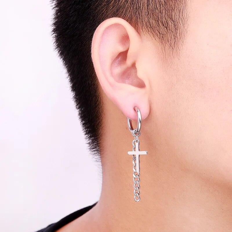 1 Piece Punk Stainless Steel Drop Dangle Earrings For Men/Women New Style Hip Hop Gothic Ear Buckle Jewelry Best Gifts