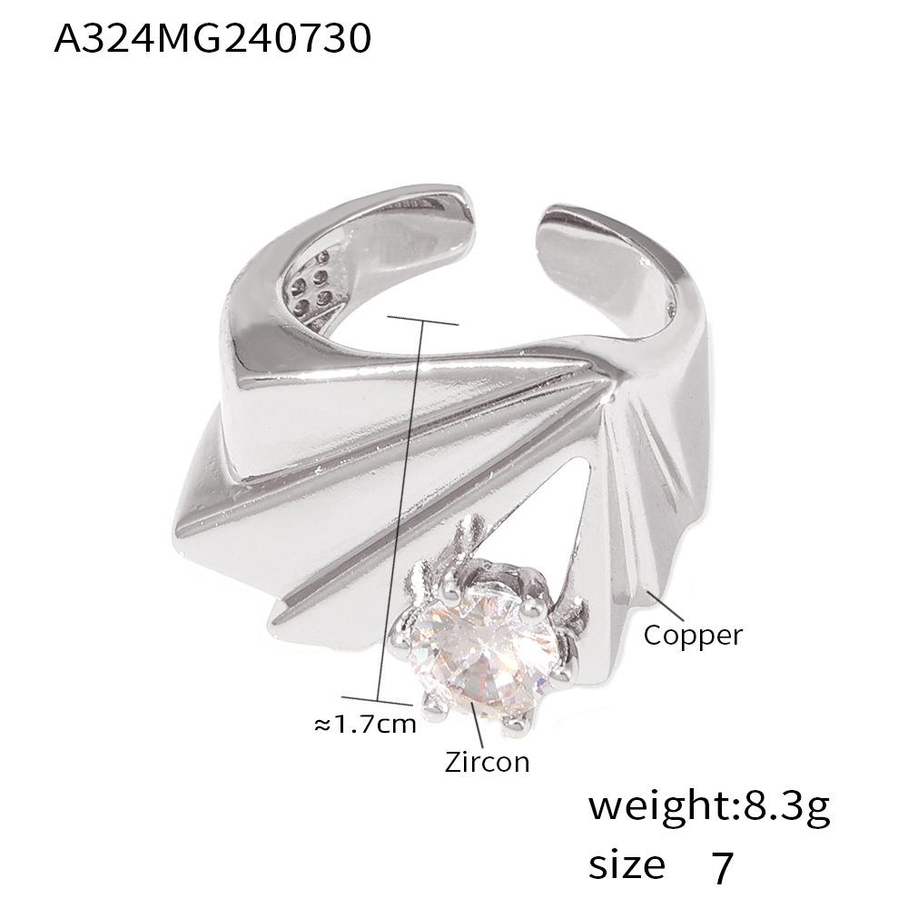 Кольцо с нерегулярной геометрической оправой из циркона с открытой текстурой, ретро-дизайн, покрытая медью, настоящее золото, ювелирные изделия для женщин