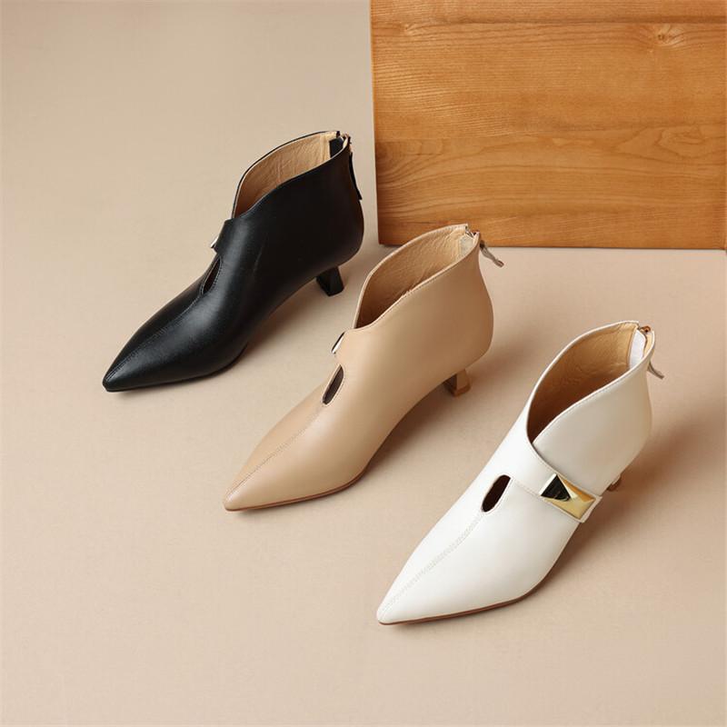 Модные новые ботильоны из спилка, осенне-зимние женские ботинки, остроносые, на тонком каблуке, женские модные ботинки, женские туфли